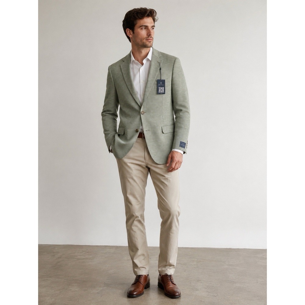 Construct Men's 42R Sage Green Houndstooth Sport Coat Blazer Jacket NWT